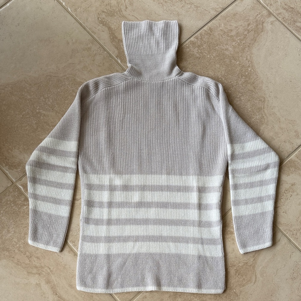 COS Cream and White Striped Turtleneck Sweater